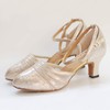 Women's Closed Toe Sparkling Glitter Buckle Kitten Heel Dance Shoes #PDS03031245