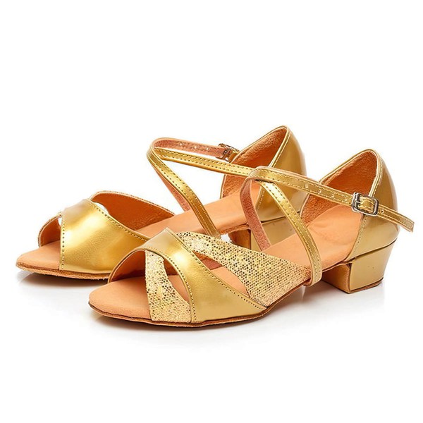 Kids' Sandals Sparkling Glitter Buckle Flat Heel Dance Shoes #PDS03031250