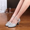 Women's Closed Toe Sparkling Glitter Buckle Kitten Heel Dance Shoes #PDS03031257