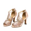 Women's Sandals Satin Crystal Kitten Heel Dance Shoes #PDS03031266