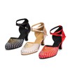 Women's Closed Toe Satin Crystal Kitten Heel Dance Shoes #PDS03031269