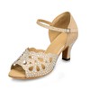 Women's Sandals Satin Crystal Kitten Heel Dance Shoes #PDS03031274