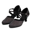 Women's Closed Toe Satin Crystal Kitten Heel Dance Shoes #PDS03031287