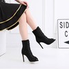 Women's Peep Toe Velvet Lace-up Stiletto Heel Dance Shoes #PDS03031308