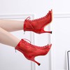 Women's Peep Toe Velvet Zipper Stiletto Heel Dance Shoes #PDS03031312