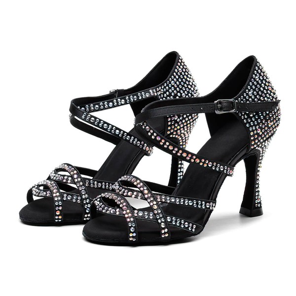 Women's Peep Toe PVC Crystal Stiletto Heel Dance Shoes #PDS03031339