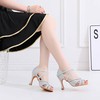 Women's Peep Toe Leatherette Crystal Stiletto Heel Dance Shoes #PDS03031340