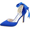 Women's Closed Toe Satin Buckle Stiletto Heel Wedding Shoes #PDS03031126