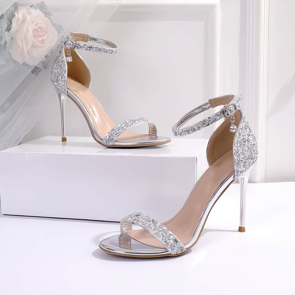 Women's Sandals Sparkling Glitter Buckle Stiletto Heel Wedding Shoes #PDS03031142