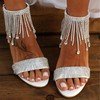 Women's Sandals PVC Crystal Chunky Heel Wedding Shoes #PDS03031146