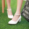 Women's Closed Toe Patent Leather Buckle Chunky Heel Wedding Shoes #PDS03031155