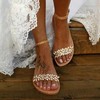 Women's Sandals PVC Crystal Flat Heel Wedding Shoes #PDS03031163