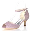 Women's Sandals Sparkling Glitter Buckle Kitten Heel Wedding Shoes #PDS03031165