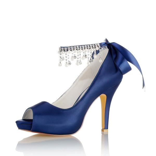 Women's Sandals Satin Crystal Stiletto Heel Wedding Shoes #PDS03031168