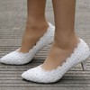 Women's Pumps Leatherette Imitation Pearl Kitten Heel Wedding Shoes #PDS03031169