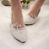 Women's Pumps Leatherette Imitation Pearl Flat Heel Wedding Shoes #PDS03031174