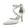 Women's Closed Toe Satin Zipper Stiletto Heel Wedding Shoes #PDS03031177