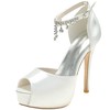 Women's Peep Toe Satin Crystal Stiletto Heel Wedding Shoes #PDS03031180