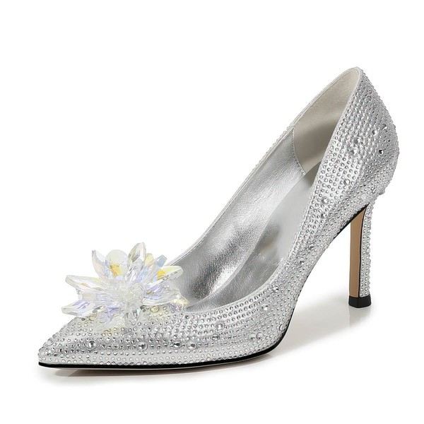 Women's Pumps Leatherette Rhinestone Stiletto Heel Wedding Shoes #PDS03031199