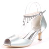 Women's Heels Silk Like Satin Rhinestone Kitten Heel Wedding Shoes #PDS03031203