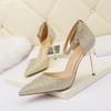 Women's Closed Toe Sparkling Glitter Crystal Stiletto Heel Wedding Shoes #PDS03031361