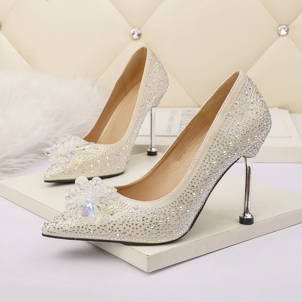 Women's Pumps PVC Crystal Stiletto Heel Wedding Shoes #PDS03031362