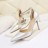 Women's Closed Toe PVC Crystal Stiletto Heel Wedding Shoes #PDS03031364