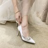Women's Pumps Satin Crystal Stiletto Heel Wedding Shoes #PDS03031374