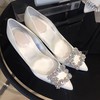 Women's Pumps Satin Crystal Stiletto Heel Wedding Shoes #PDS03031375