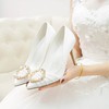 Women's Pumps Satin Crystal Stiletto Heel Wedding Shoes #PDS03031376