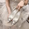 Women's Pumps Satin Crystal Stiletto Heel Wedding Shoes #PDS03031379