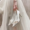 Women's Pumps Satin Crystal Stiletto Heel Wedding Shoes #PDS03031385