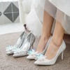 Women's Pumps Sparkling Glitter Flower Stiletto Heel Wedding Shoes #PDS03031386