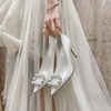 Women's Pumps Satin Crystal Stiletto Heel Wedding Shoes #PDS03031392