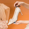 Women's Pumps Lace Sequin Stiletto Heel Wedding Shoes #PDS03031398