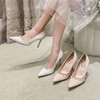 Women's Pumps Satin Chain Stiletto Heel Wedding Shoes #PDS03031403