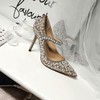 Women's Closed Toe PVC Crystal Stiletto Heel Wedding Shoes #PDS03031410
