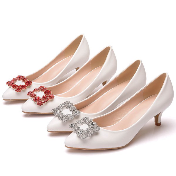 Women's Pumps PVC Crystal Kitten Heel Wedding Shoes #PDS03031420