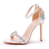 Women's Peep Toe PVC Buckle Stiletto Heel Wedding Shoes #PDS03031421