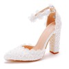 Women's Closed Toe PVC Buckle Chunky Heel Wedding Shoes #PDS03031422