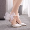 Women's Closed Toe PVC Bowknot Stiletto Heel Wedding Shoes #PDS03031426