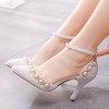 Women's Closed Toe PVC Buckle Stiletto Heel Wedding Shoes #PDS03031427