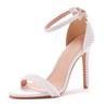 Women's Sandals PVC Buckle Stiletto Heel Wedding Shoes #PDS03031428