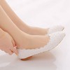 Women's Pumps PVC Flower Flat Heel Wedding Shoes #PDS03031430