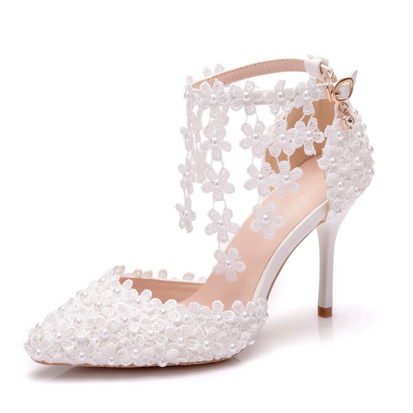 Women's Closed Toe PVC Buckle Stiletto Heel Wedding Shoes #PDS03031432