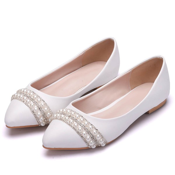 Women's Pumps PVC Crystal Flat Heel Wedding Shoes #PDS03031433