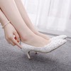 Women's Pumps PVC Flower Kitten Heel Wedding Shoes #PDS03031435