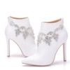 Women's Closed Toe PVC Zipper Stiletto Heel Wedding Shoes #PDS03031436