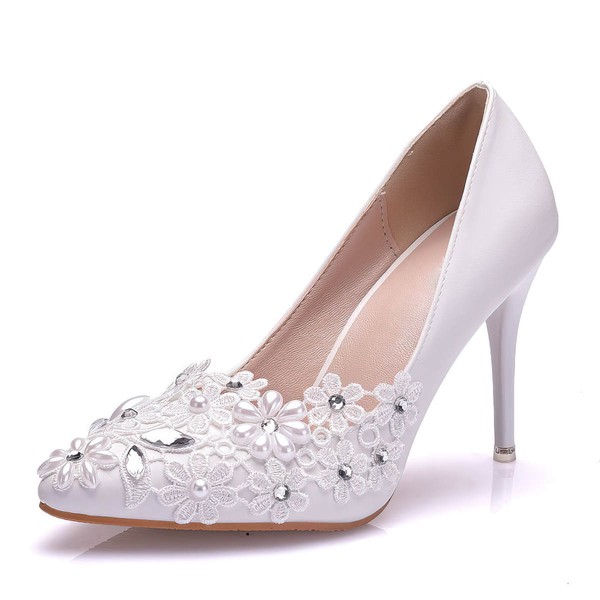 Women's Pumps PVC Flower Stiletto Heel Wedding Shoes #PDS03031445