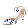 Women's Closed Toe PVC Rhinestone Kitten Heel Wedding Shoes #PDS03031448
